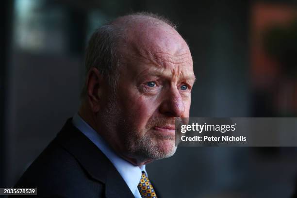 Alan Bates, former sub postmaster leaves Portcullis House after attending the Business Select Committee on February 27, 2024 in London, England....