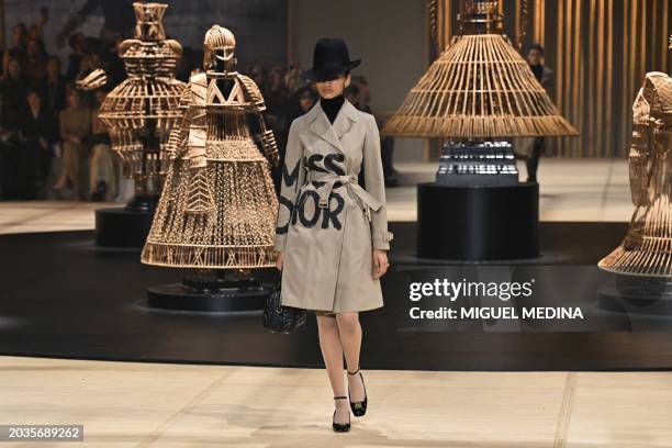 Model presents a creation by Christian Dior for the Women Ready-to-wear Fall-Winter 2024/2025 collection as part of the Paris Fashion Week, in Paris...