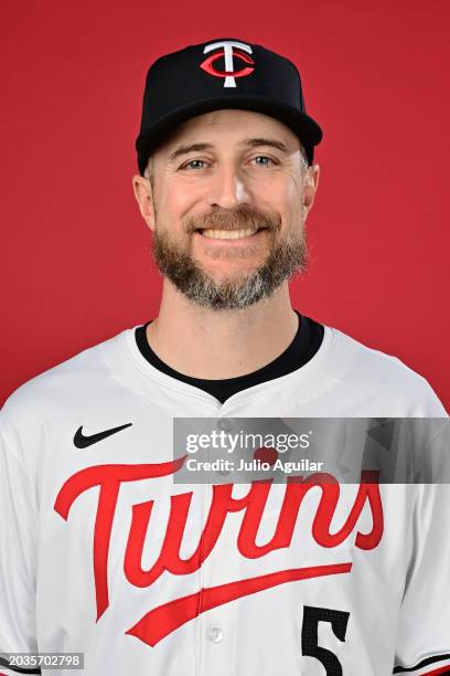 Rocco Baldelli of the Minnesota Twins poses during the 2024 Minnesota Twins Photo Day on February 22, 2024 at the Lee County Sports Complex in Fort...