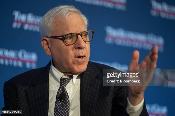 David Rubenstein, co-founder of Carlyle Group Inc., during an Economic Club of Washington event in Washington, DC, US, on Tuesday, Feb. 27, 2024. The...