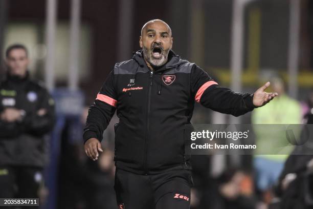 Fabio Liverani manager of US Salernitana during the Serie A TIM match between US Salernitana and AC Monza at Stadio Arechi on February 24, 2024 in...