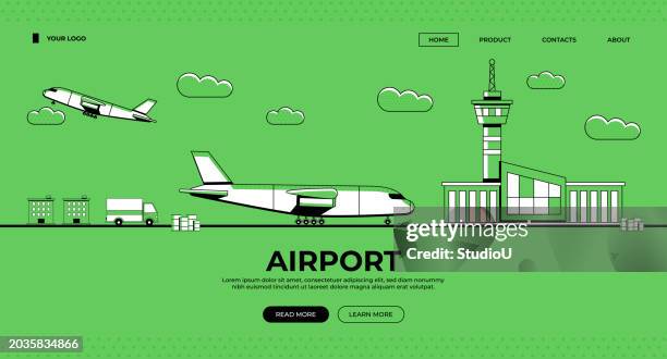 airport illustration - aerial transport building stock illustrations