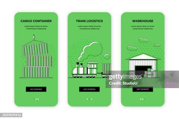 Plantilla De Incorporacin De Usuarios De Contenedores De Carga Trenes De Carga Almacenes, Foto de stock
