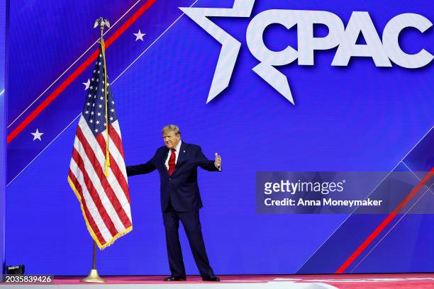Republican presidential candidate and former U.S. President Donald Trump arrives at the Conservative Political Action Conference at the Gaylord...