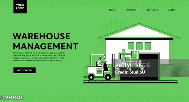 warehouse management illustration - cardboard box background stock illustrations