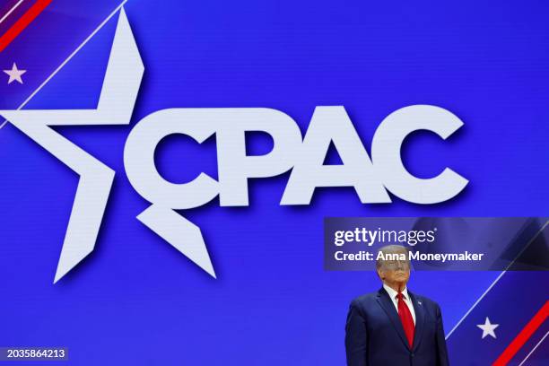 Republican presidential candidate and former U.S. President Donald Trump arrives at the Conservative Political Action Conference at the Gaylord...