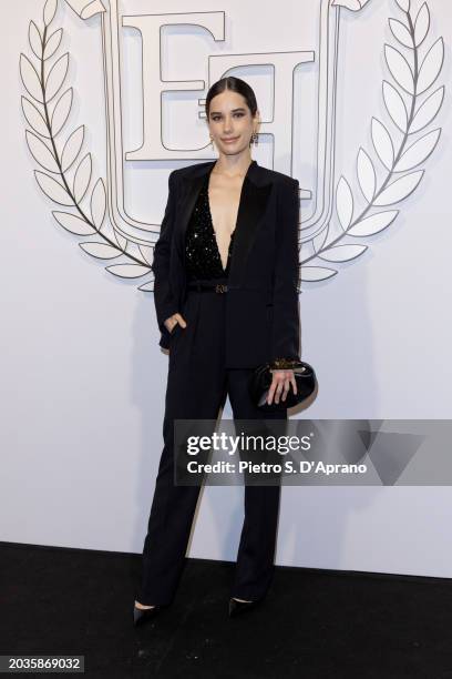 Ella Travolta attends the Elisabetta Franchi fashion show during the Milan Fashion Week Womenswear Fall/Winter 2024-2025 on February 24, 2024 in...