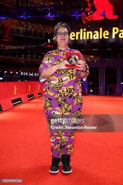 Juliana Rojas poses with her Encounters Award for Best Director for the movie "Cidade; Campo" on the red carpet after the Award Ceremony of the 74th...