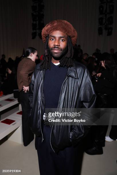 Dev Hynes attends the Bally fashion show during the Milan Fashion Week Womenswear Fall/Winter 2024-2025 on February 24, 2024 in Milan, Italy.