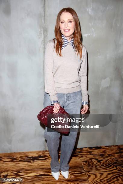 Julianne Moore attends the Bottega Veneta fashion show during the Milan Fashion Week Womenswear Fall/Winter 2024-2025 on February 24, 2024 in Milan,...