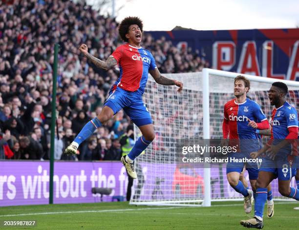 Chris Richards of Crystal Palace celebrates scoring the first goal during the Premier League match between Crystal Palace and Burnley FC at Selhurst...