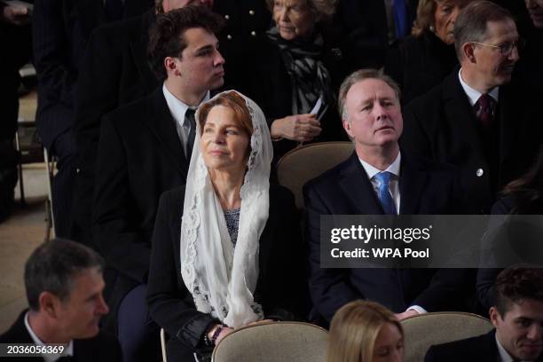 Queen Noor of Jordan and Prince Gustav zu Sayn-Wittgenstein-Berleburg attend a Thanksgiving Service for King Constantine of the Hellenes at St...