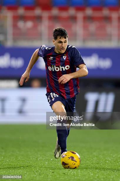 Alvaro Tejero of SD Eibar with the ball during the LaLiga Hypermotion match between SD Eibar and RCD Espanyol at Ipurua Municipal Stadium on February...