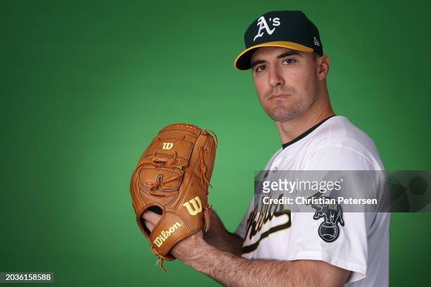 Ross Stripling of the Oakland Athletics poses for a portrait during photo day at HoHoKam Stadium on February 23, 2024 in Mesa, Arizona.
