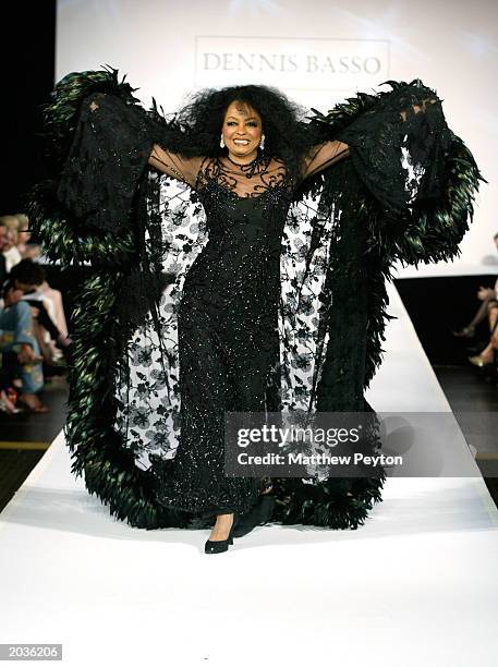 Singer Diana Ross walks down the runway at the Dennis Basso Fur Fashion Show at Cipriani's restaurant May 28th, 2003 in New York City.