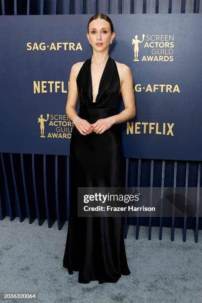 Taissa Farmiga attends the 30th Annual Screen Actors Guild Awards at Shrine Auditorium and Expo Hall on February 24, 2024 in Los Angeles, California.