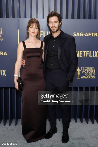 Adam Brody and Leighton Meester attend the 30th Annual Screen Actors Guild Awards at Shrine Auditorium and Expo Hall on February 24, 2024 in Los...