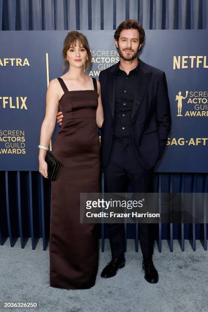 Leighton Meester and Adam Brody attend the 30th Annual Screen Actors Guild Awards at Shrine Auditorium and Expo Hall on February 24, 2024 in Los...