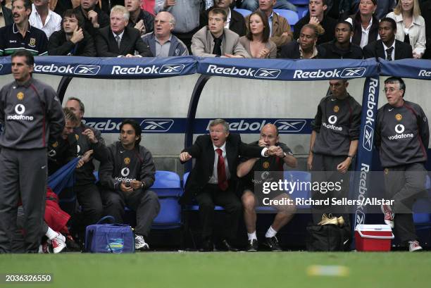 Alex Ferguson, Manchester United Manager on team bench during the Premier League match between Bolton Wanderers and Manchester United at Reebok...