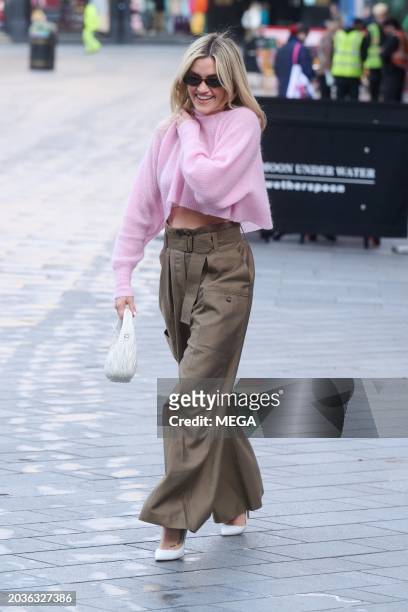 Ashley Roberts is seen leaving the Global Radio Studios London on February 27, 2024 in London, United Kingdom.