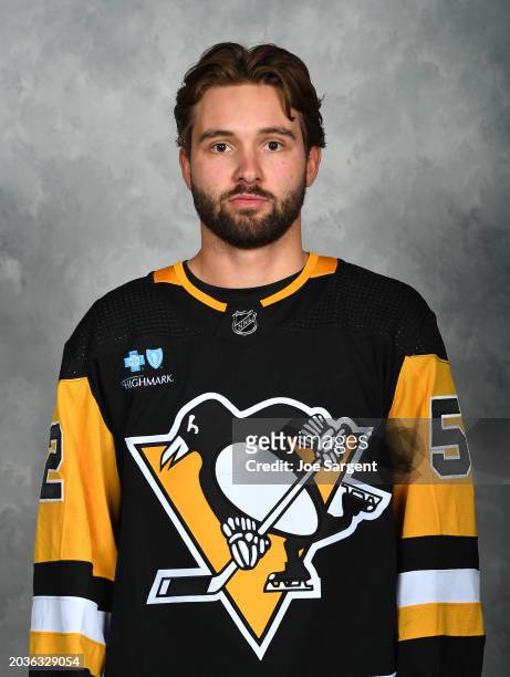 Emil Bemstrom of the Pittsburgh Penguins poses for his official NHL headshot prior to the game against the Philadelphia Flyers at PPG PAINTS Arena on...