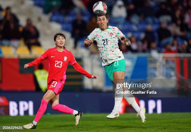Giovana Maia of Portugal with Kang Chae-rim of South Korea in action during the International Women's Friendly match between Portugal and South Korea...
