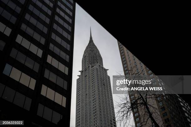 The iconic Chrysler Building, an Art Deco skyscraper, stands in midtown Manhattan on February 27, 2024 in New York.