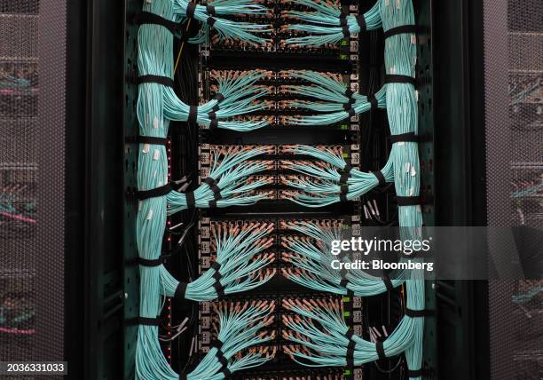 Wires connected to the HiPerGator AI, a supercomputer built with Nvidia Corp. AI processors, at the University of Florida in Gainesville, Florida,...