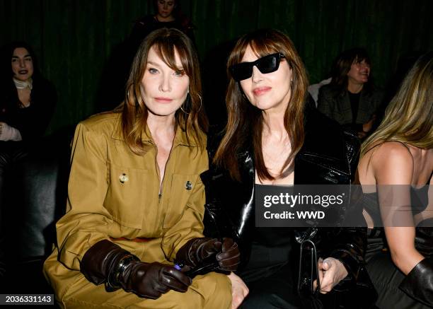 Carla Bruni and Monica Bellucci at Saint Laurent RTW Fall 2024 as part of Paris Ready to Wear Fashion Week held at Place Jacques Rueff on February...