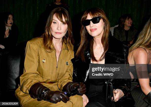 Carla Bruni and Monica Bellucci at Saint Laurent RTW Fall 2024 as part of Paris Ready to Wear Fashion Week held at Place Jacques Rueff on February...