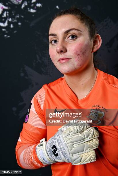 Westmeath , Ireland - 26 February 2024; Goalkeeper Amy Mahon during an Athlone Town FC squad portrait session at Athlone Town Stadium in Westmeath.