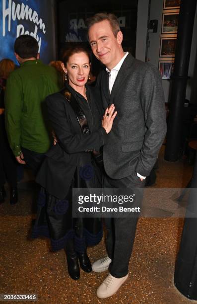 Michelle Gomez and Jack Davenport attend the press night after party for "The Human Body" at The Donmar Warehouse on February 27, 2024 in London,...