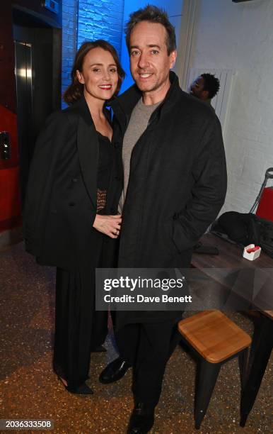 Keeley Hawes and Matthew Macfadyen attend the press night after party for "The Human Body" at The Donmar Warehouse on February 27, 2024 in London,...