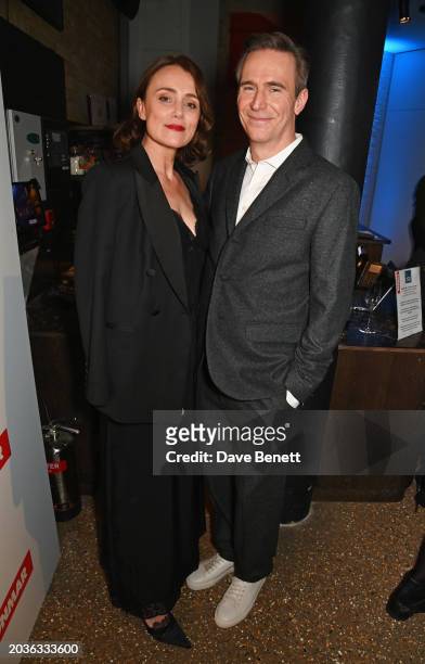 Keeley Hawes and Jack Davenport attend the press night after party for "The Human Body" at The Donmar Warehouse on February 27, 2024 in London,...