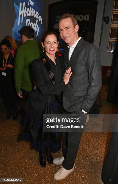 Michelle Gomez and Jack Davenport attend the press night after party for "The Human Body" at The Donmar Warehouse on February 27, 2024 in London,...