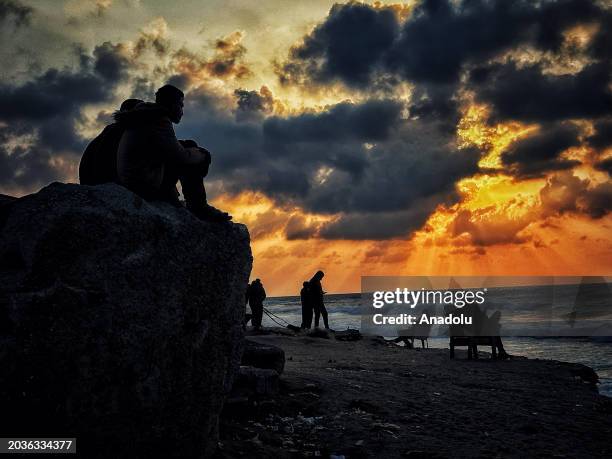 View of a beach during sunset in Deir al Balah, Gaza on February 27, 2024.