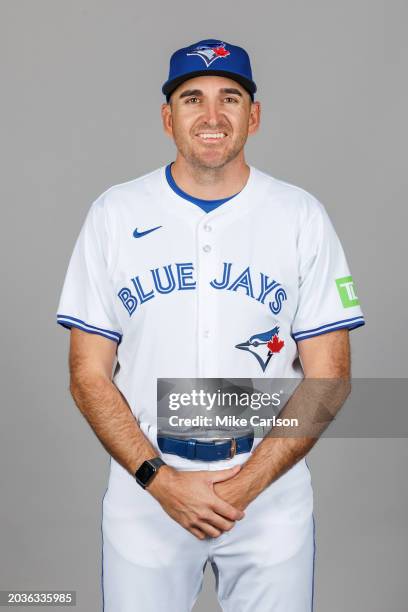 John Lannan of the Toronto Blue Jays poses for a photo during the Toronto Blue Jays Photo Day at TD Ballpark on Friday, February 23, 2024 in Dunedin,...