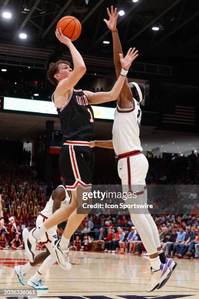 Davidson Wildcats guard Reed Bailey shoots the ball during the game against the Davidson Wildcats and the Dayton Flyers on February 27 at UD Arena in...