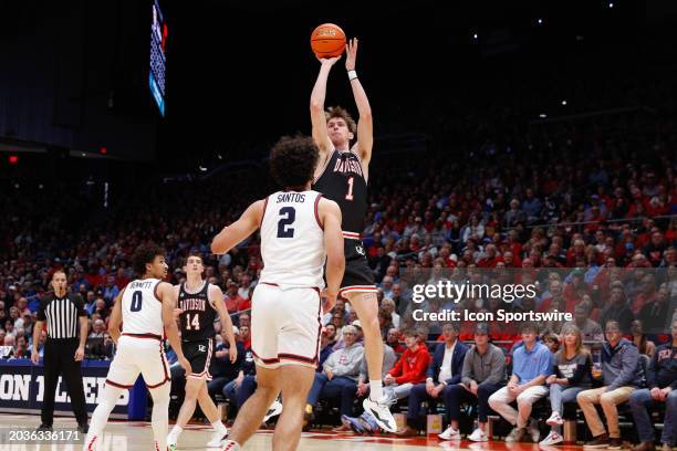 Davidson Wildcats guard Reed Bailey shoots the ball during the game against the Davidson Wildcats and the Dayton Flyers on February 27 at UD Arena in...