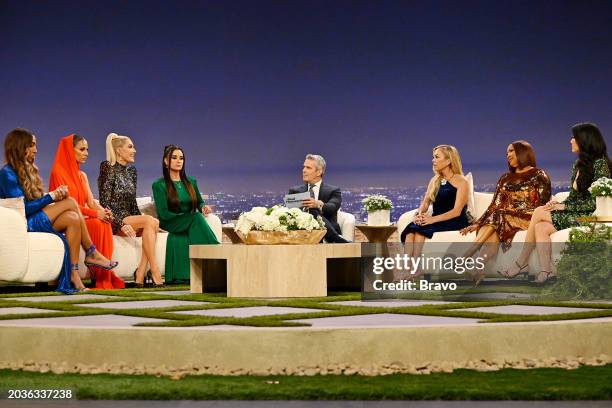 Reunion" -- Pictured: Annemarie Wiley, Dorit Kemsley, Erika Jayne, Kyle Richards, Andy Cohen, Sutton Stracke, Garcelle Beauvais, Crystal Minkoff --