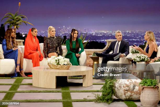 Reunion" -- Pictured: Annemarie Wiley, Dorit Kemsley, Erika Jayne, Kyle Richards, Andy Cohen, Sutton Stracke --