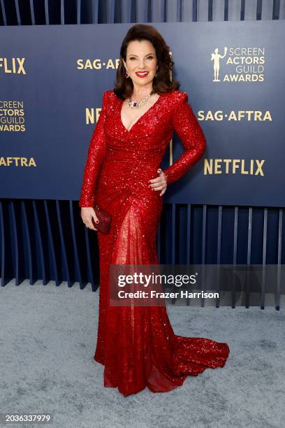 Fran Drescher, President of SAG-AFTRA, attends the 30th Annual Screen Actors Guild Awards at Shrine Auditorium and Expo Hall on February 24, 2024 in...