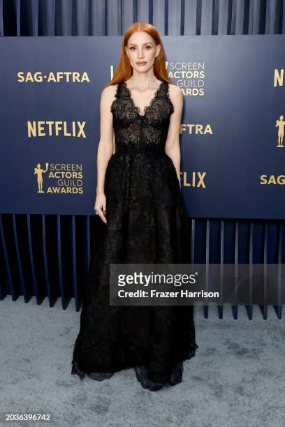 Jessica Chastain attends the 30th Annual Screen Actors Guild Awards at Shrine Auditorium and Expo Hall on February 24, 2024 in Los Angeles,...