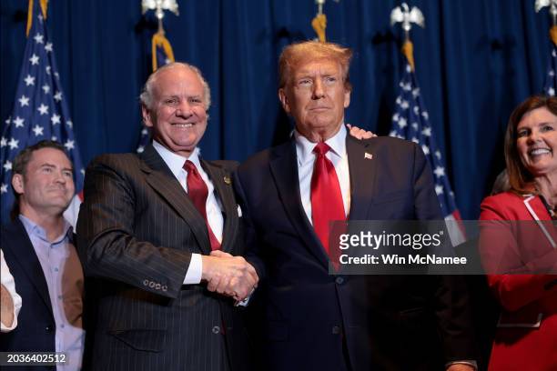 Republican presidential candidate and former President Donald Trump walks on stage to speak during an election night watch party at the State...