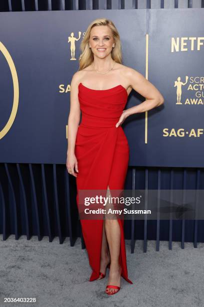 Reese Witherspoon attends the 30th Annual Screen Actors Guild Awards at Shrine Auditorium and Expo Hall on February 24, 2024 in Los Angeles,...