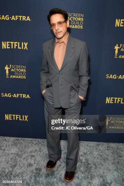 Robert Downey Jr. Attends the 30th Annual Screen Actors Guild Awards at Shrine Auditorium and Expo Hall on February 24, 2024 in Los Angeles,...