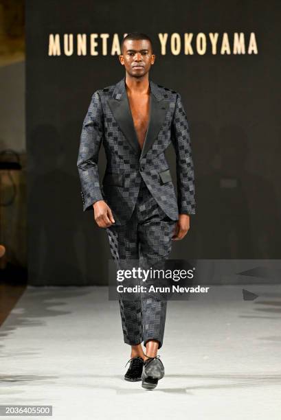 Model walks the runway at the Munetaka Yokoyama Fashion Show - Global Fashion Collective during the Milan Fashion Week - Womenswear Fall/Winter...