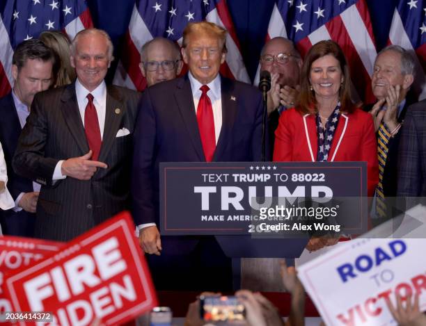 South Carolina Governor Henry McMaster, Republican presidential candidate and Lt Governor Pamela Evette during an election night watch party at the...