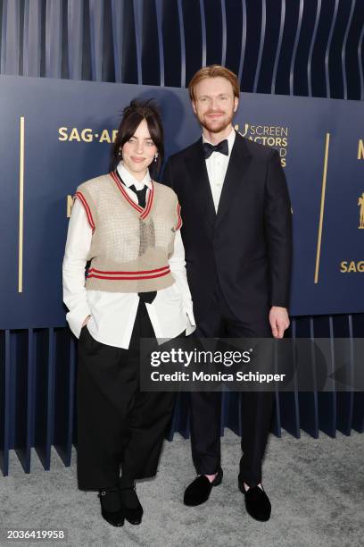 Billie Eilish and Finneas attend the 30th Annual Screen Actors Guild Awards at Shrine Auditorium and Expo Hall on February 24, 2024 in Los Angeles,...