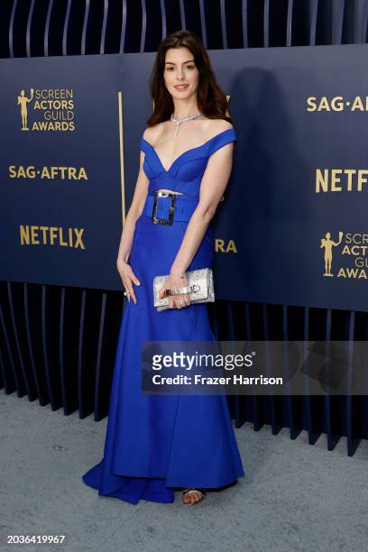 Anne Hathaway attends the 30th Annual Screen Actors Guild Awards at Shrine Auditorium and Expo Hall on February 24, 2024 in Los Angeles, California.